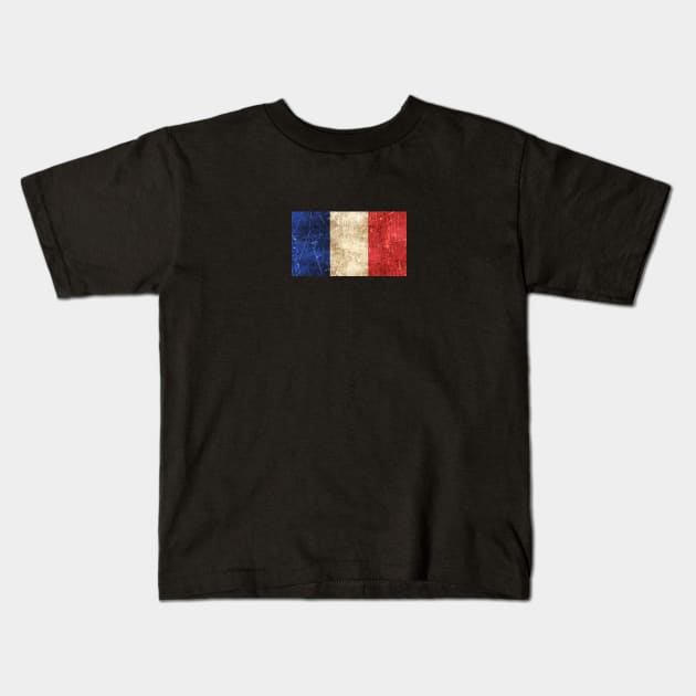 Vintage Aged and Scratched French Flag Kids T-Shirt by jeffbartels